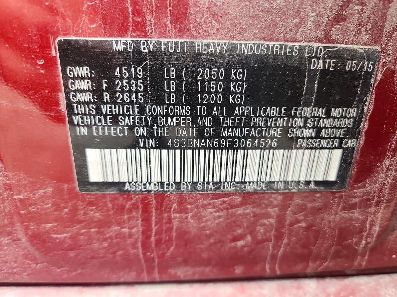 Aukcja sprzedaży 2015 Subaru Legacy, vin: 4S3BNAN69F3064526, numer aukcji: 85448935
