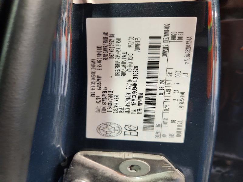 57567586 :رقم المزاد ، 1FMCU9J94KUB16828 vin ، 2019 Ford Escape مزاد بيع