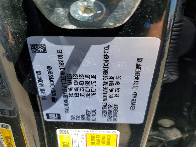 Продажа на аукционе авто 2022 Chevrolet Suburban, vin: 1GNSKCKD0NR299309, номер лота: 55687746