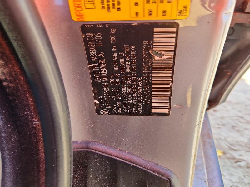 2006 Bmw 525 მანქანა იყიდება აუქციონზე, vin: WBANF33516CS37128, აუქციონის ნომერი: 58571136