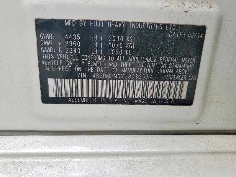 57663076 :رقم المزاد ، 4S3BMBN6XE3032577 vin ، 2014 Subaru Legacy مزاد بيع