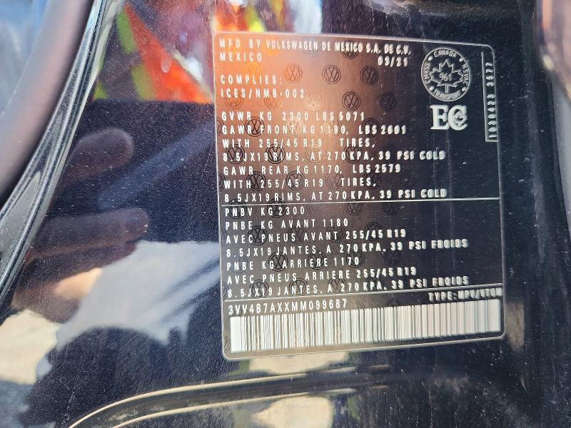 Продажа на аукционе авто 2021 Volkswagen Tiguan, vin: 3VV4B7AXXMM099687, номер лота: 55113966