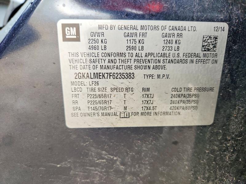 56496846 :رقم المزاد ، 2GKALMEK7F6235383 vin ، 2015 Gmc Terrain مزاد بيع