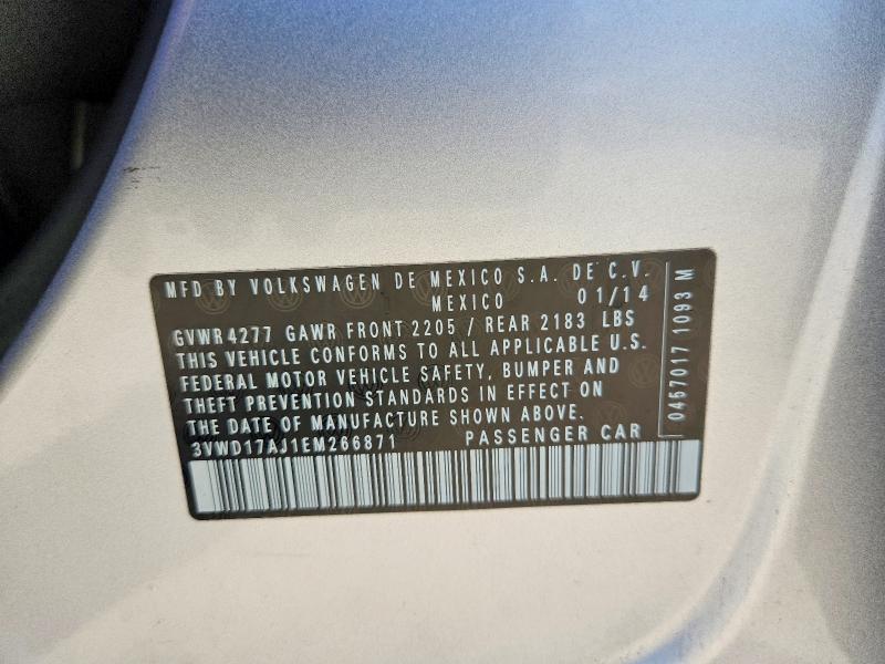 Aukcja sprzedaży 2014 Volkswagen Jetta, vin: 3VWD17AJ1EM266871, numer aukcji: 56300306