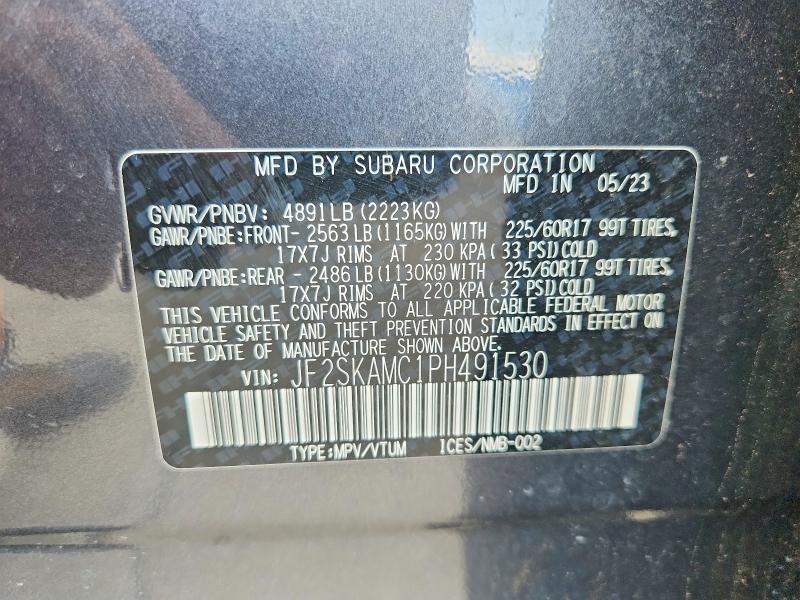 55724176 :رقم المزاد ، JF2SKAMC1PH491530 vin ، 2023 Subaru Forester مزاد بيع