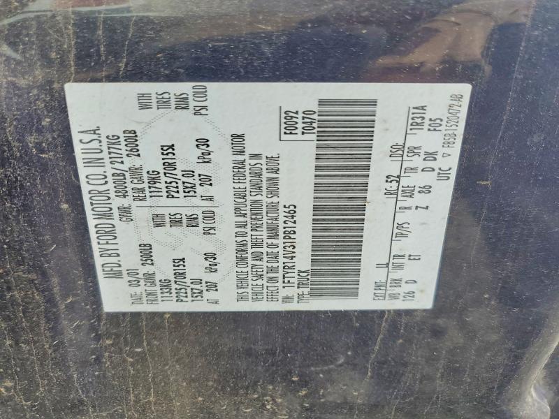 59175776 :رقم المزاد ، 1FTYR14V31PB12465 vin ، 2001 Ford Ranger مزاد بيع