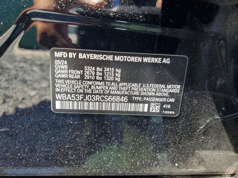 2024 Bmw 530 მანქანა იყიდება აუქციონზე, vin: WBA53FJ03RCS66846, აუქციონის ნომერი: 55774846