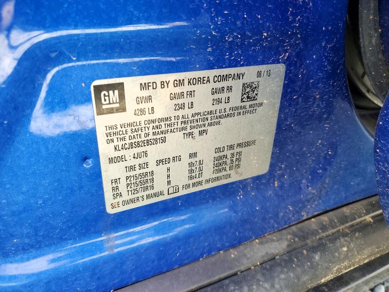 2014 Buick Encore მანქანა იყიდება აუქციონზე, vin: KL4CJBSB2EB528150, აუქციონის ნომერი: 57745736