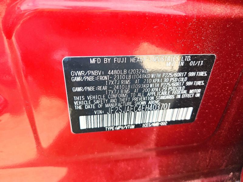 Продаж на аукціоні авто 2014 Subaru Forester, vin: JF2SJAEC4EH403701, номер лоту: 57144986