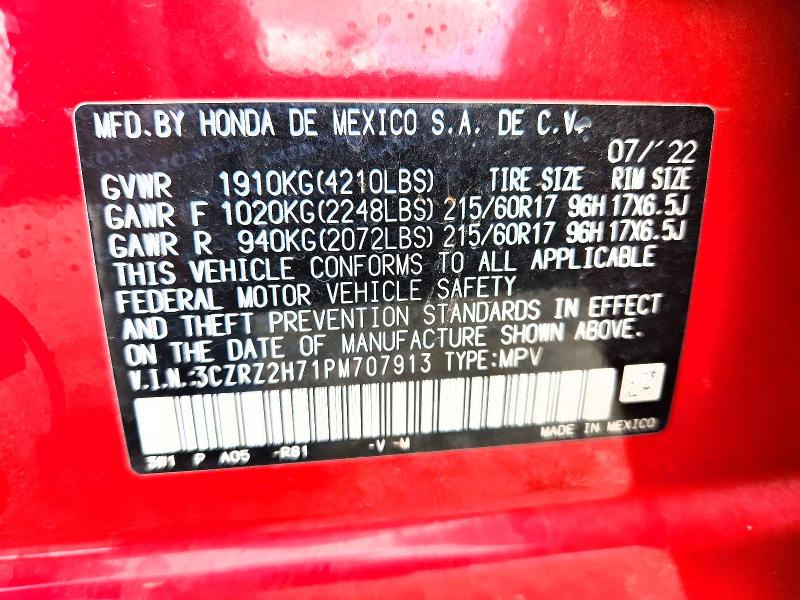 Продажа на аукционе авто 2023 Honda Hr-v, vin: 3CZRZ2H71PM707913, номер лота: 56078406
