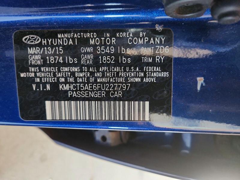 2015 Hyundai Accent მანქანა იყიდება აუქციონზე, vin: KMHCT5AE6FU227797, აუქციონის ნომერი: 59103416