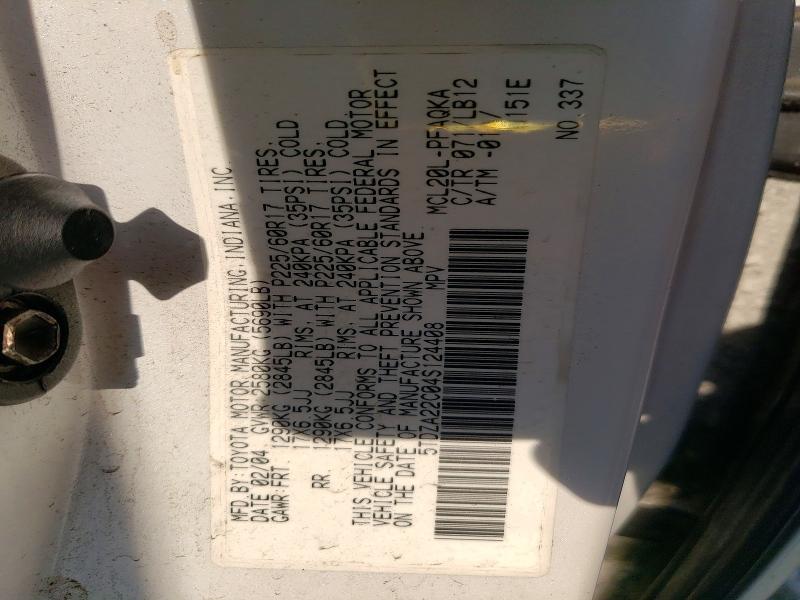 57372726 :رقم المزاد ، 5TDZA22C04S124408 vin ، 2004 Toyota Sienna مزاد بيع