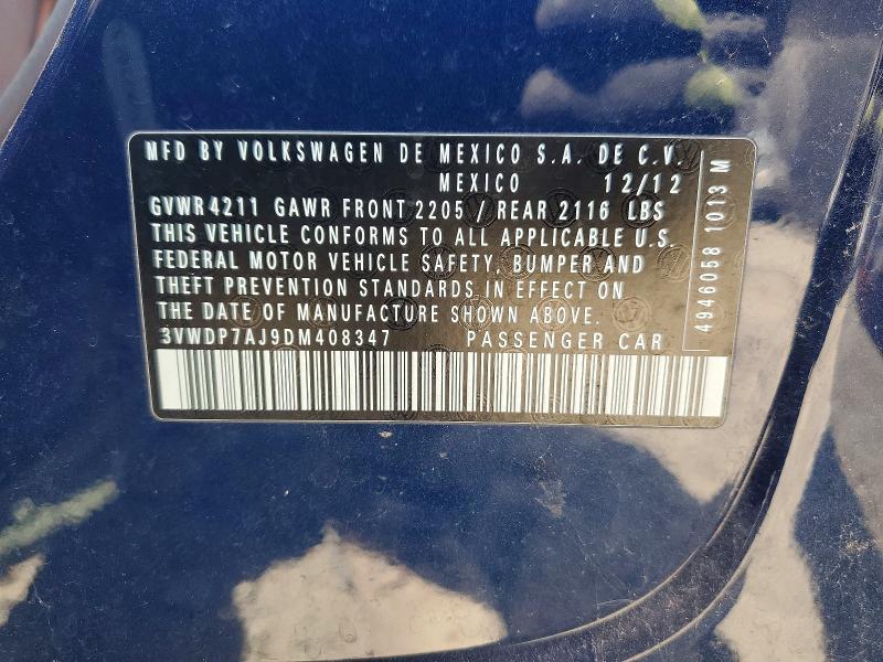 Продажа на аукционе авто 2013 Volkswagen Jetta, vin: 3VWDP7AJ9DM408347, номер лота: 55656756