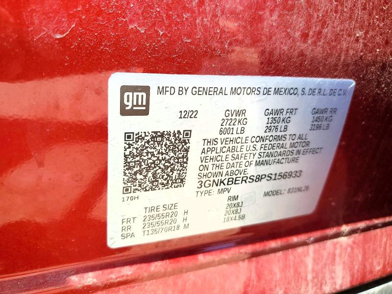 Aukcja sprzedaży 2023 Chevrolet Blazer, vin: 3GNKBERS8PS156933, numer aukcji: 58564816
