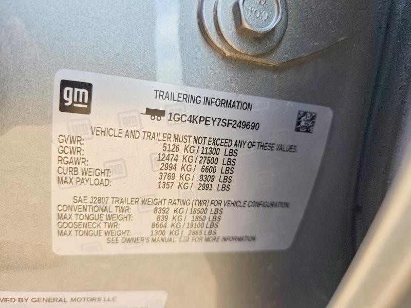 58464876 :رقم المزاد ، 1GC4KPEY7SF249690 vin ، 2025 Chevrolet Silverado مزاد بيع