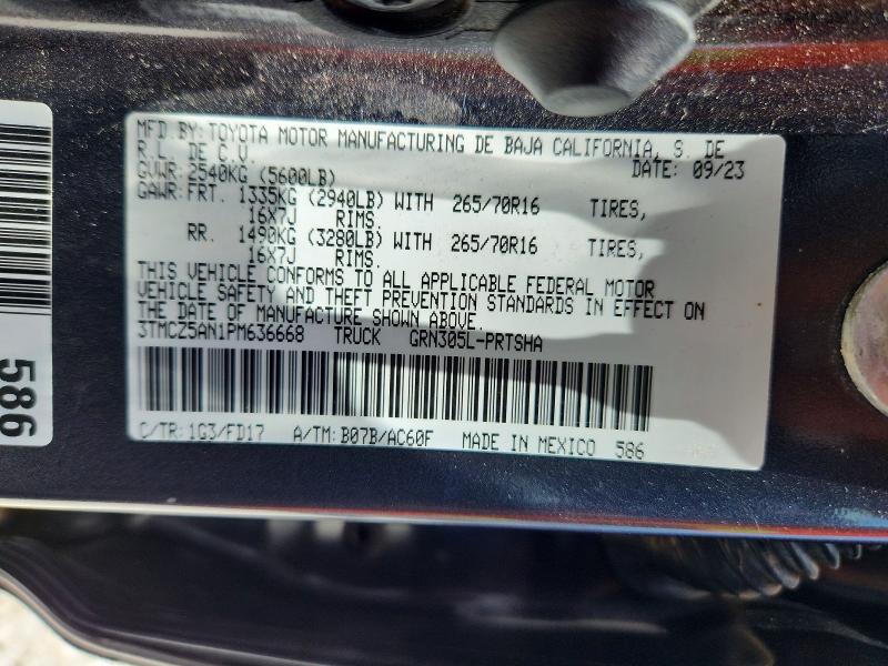 Продаж на аукціоні авто 2023 Toyota Tacoma, vin: 3TMCZ5AN1PM636668, номер лоту: 57892416