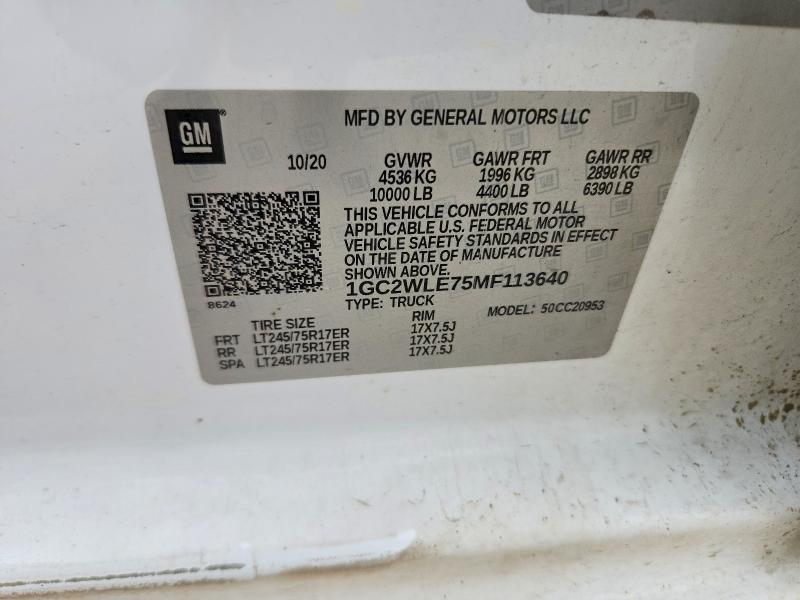 Продаж на аукціоні авто 2021 Chevrolet Silverado, vin: 1GC2WLE75MF113640, номер лоту: 56457246
