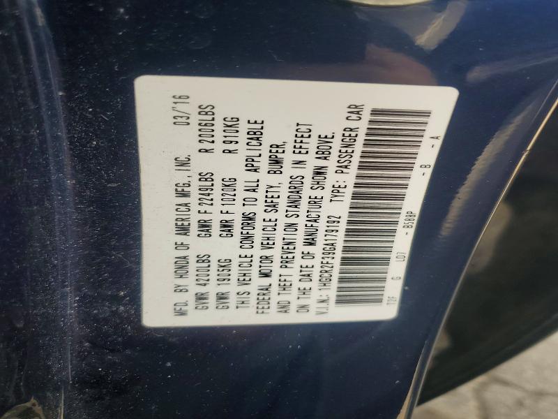 2016 Honda Accord მანქანა იყიდება აუქციონზე, vin: 1HGCR2F39GA179192, აუქციონის ნომერი: 55622076