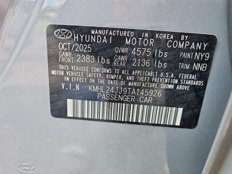 Aukcja sprzedaży 2026 Hyundai Sonata Hybrid, vin: KMHL24JJ9TA145926, numer aukcji: 58547926