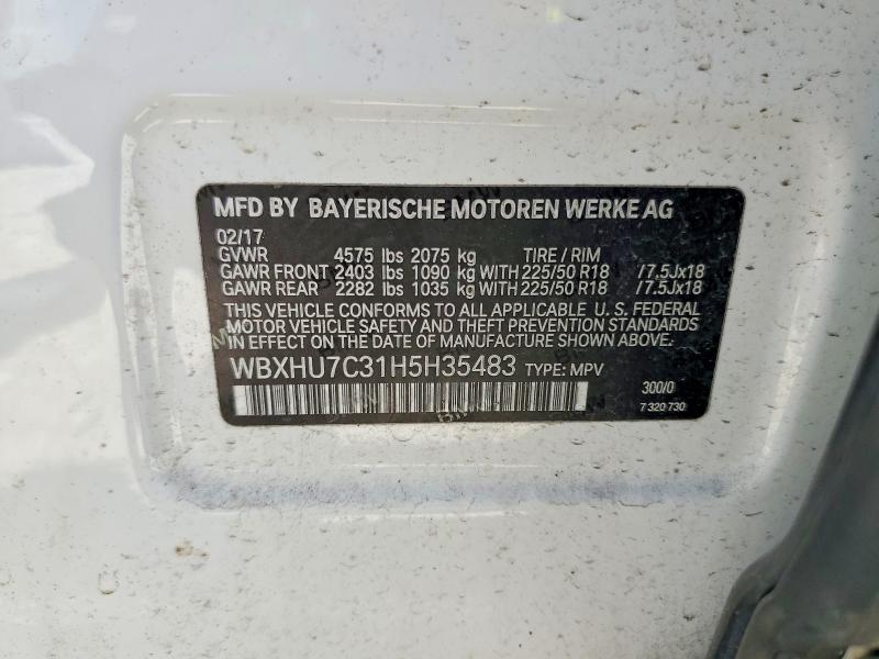 Aukcja sprzedaży 2017 Bmw X1, vin: WBXHU7C31H5H35483, numer aukcji: 57943496