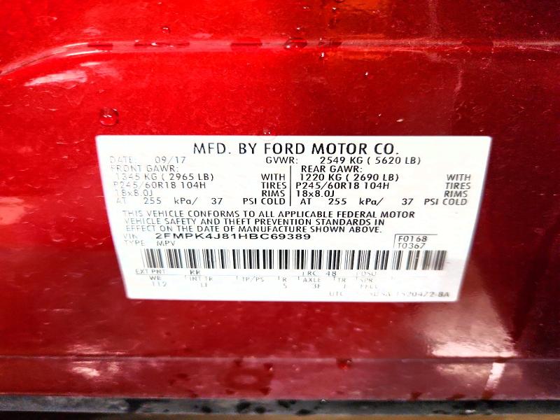 Продажа на аукционе авто 2017 Ford Edge, vin: 2FMPK4J81HBC69389, номер лота: 58496356