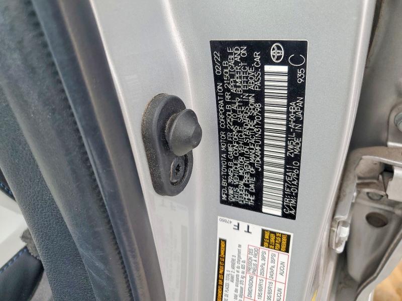 57272366 :رقم المزاد ، JTDKAMFU1N3170798 vin ، 2022 Toyota Prius مزاد بيع