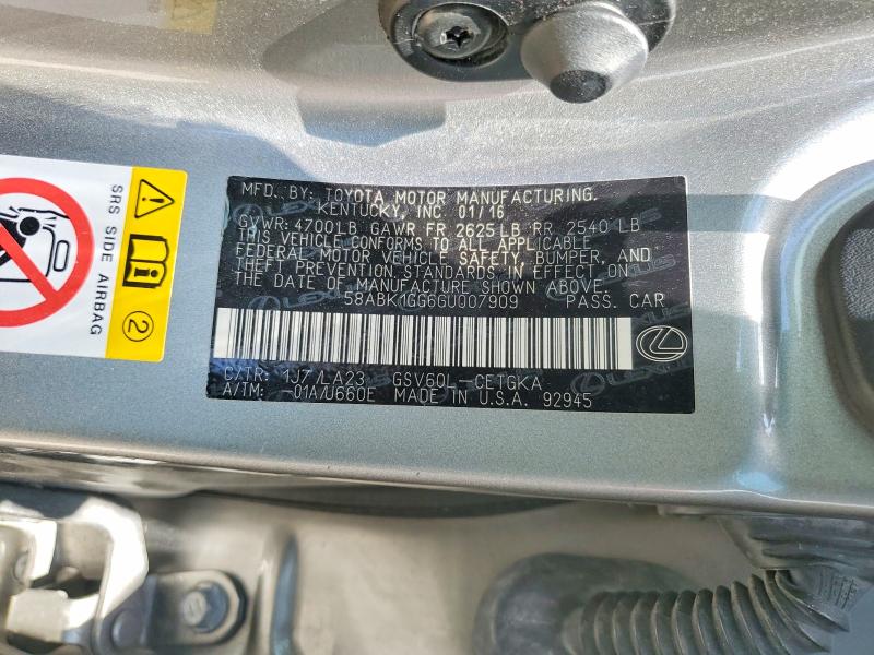 Aukcja sprzedaży 2016 Lexus Es, vin: 58ABK1GG6GU007909, numer aukcji: 55592356