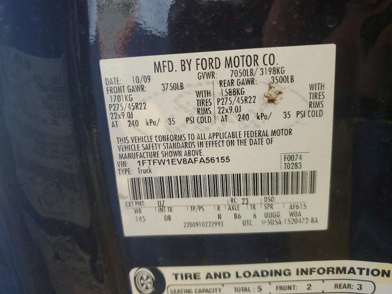 Продажа на аукционе авто 2010 Ford F150, vin: 1FTFW1EV8AFA56155, номер лота: 54850026