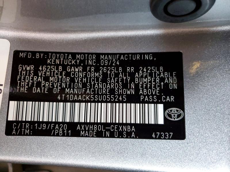 56872666 :رقم المزاد ، 4T1DAACK5SU055245 vin ، 2025 Toyota Camry مزاد بيع