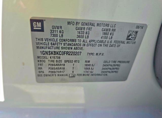 Продажа на аукционе авто 2015 Chevrolet Tahoe, vin: 1GNSKBKC0FR220207, номер лота: 55988056