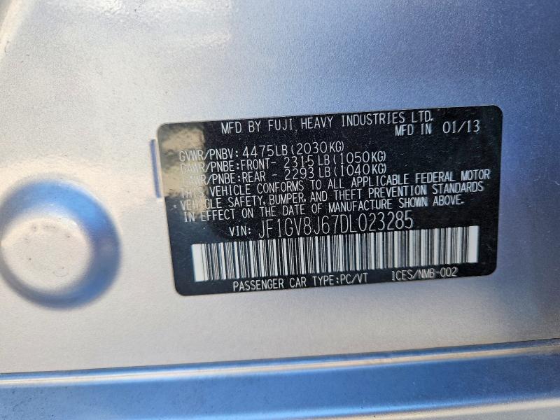 Продажа на аукционе авто 2013 Subaru Impreza, vin: JF1GV8J67DL023285, номер лота: 57841966