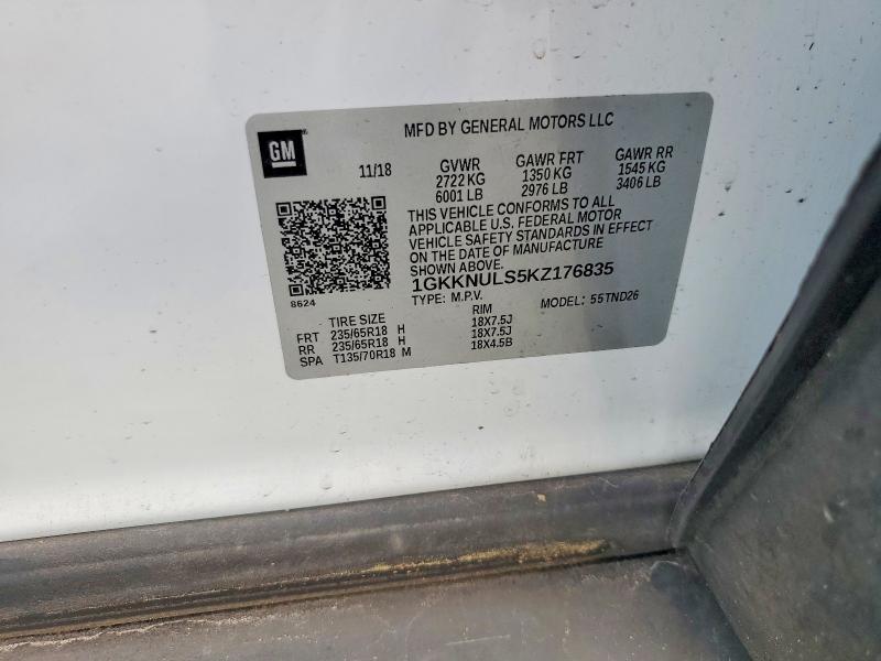Продаж на аукціоні авто 2019 Gmc Acadia, vin: 1GKKNULS5KZ176835, номер лоту: 55533776