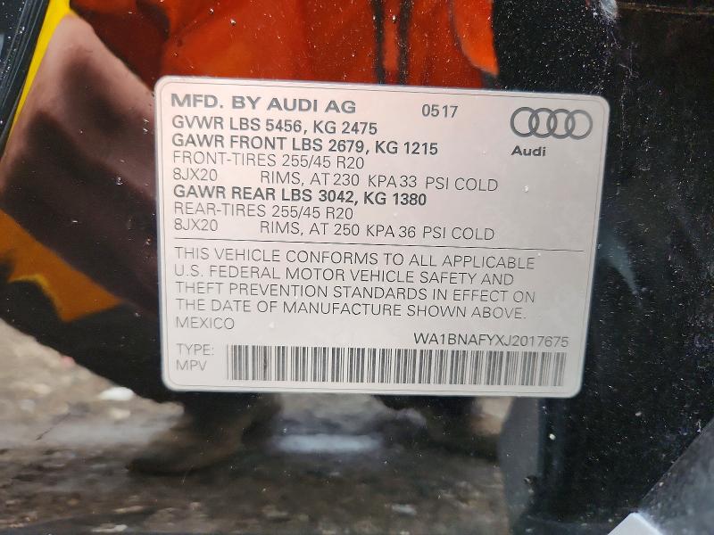 Aukcja sprzedaży 2018 Audi Q5, vin: WA1BNAFYXJ2017675, numer aukcji: 58052706