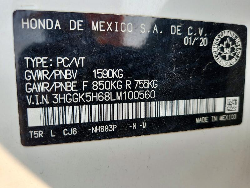 73341885 :رقم المزاد ، 3HGGK5H68LM100560 vin ، 2020 Honda Fit مزاد بيع