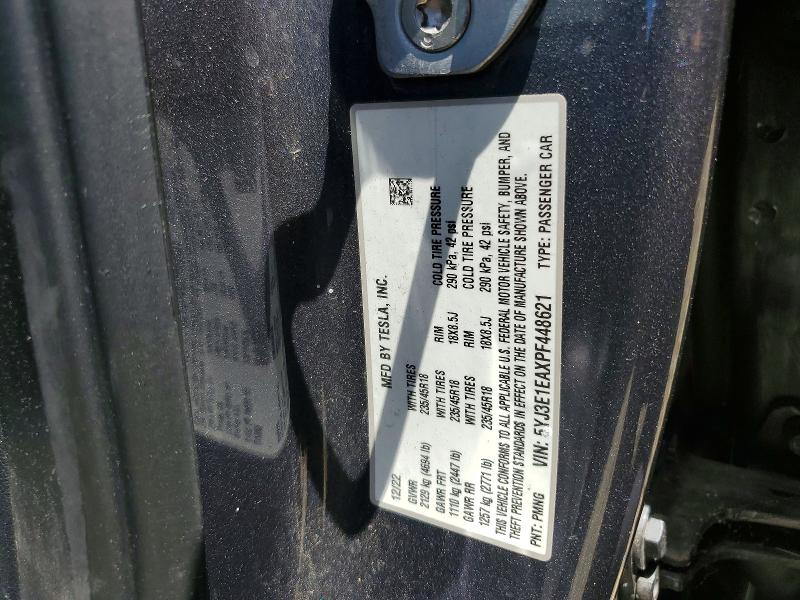 58838146 :رقم المزاد ، 5YJ3E1EAXPF448621 vin ، 2023 Tesla Model 3 مزاد بيع