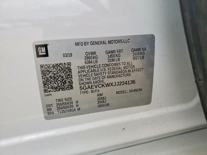 56602246 :رقم المزاد ، 5GAEVCKWXJJ234136 vin ، 2018 Buick Enclave مزاد بيع