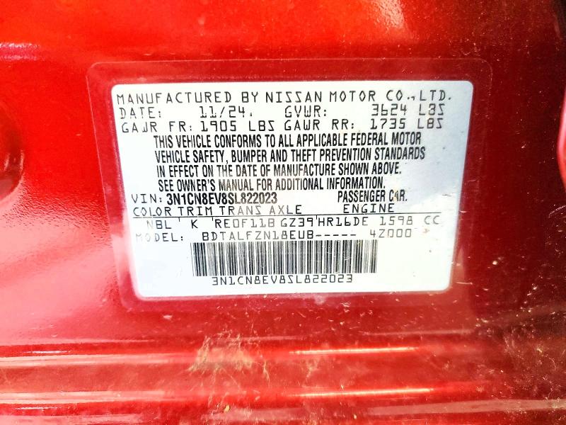 Aukcja sprzedaży 2025 Nissan Versa, vin: 3N1CN8EV8SL822023, numer aukcji: 57509956