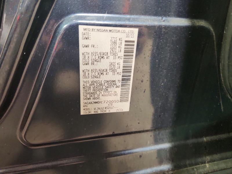 2015 Nissan Pathfinder მანქანა იყიდება აუქციონზე, vin: 5N1AR2MM0FC720050, აუქციონის ნომერი: 56271896