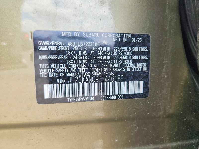 Aukcja sprzedaży 2023 Subaru Forester, vin: JF2SKANC9PH446186, numer aukcji: 58101756