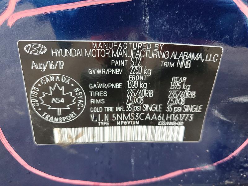 Продажа на аукционе авто 2020 Hyundai Santa Fe, vin: 5NMS3CAA6LH161773, номер лота: 56316356