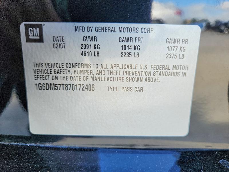 Aukcja sprzedaży 2007 Cadillac Cts, vin: 1G6DM57T870172406, numer aukcji: 56870886
