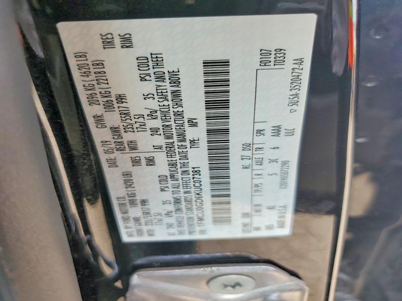 Продаж на аукціоні авто 2019 Ford Escape, vin: 1FMCU0GD6KUC07381, номер лоту: 58976386