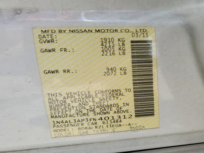 Aukcja sprzedaży 2015 Nissan Altima, vin: 1N4AL3AP3FN401312, numer aukcji: 55606876