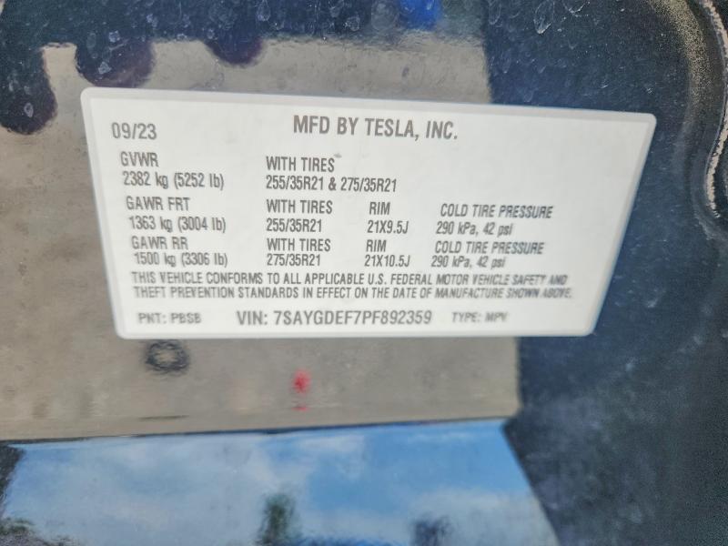 Продажа на аукционе авто 2023 Tesla Model Y, vin: 7SAYGDEF7PF892359, номер лота: 56095186