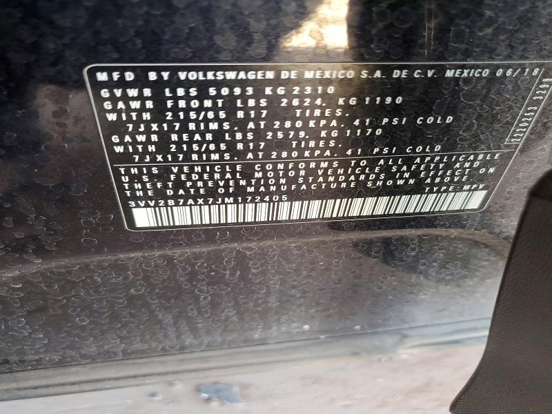 56421566 :رقم المزاد ، 3VV2B7AX7JM172405 vin ، 2018 Volkswagen Tiguan مزاد بيع