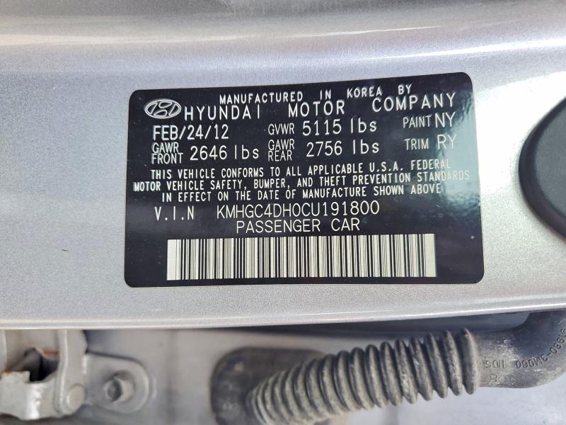 Продаж на аукціоні авто 2012 Hyundai Genesis, vin: KMHGC4DH0CU191800, номер лоту: 57691786