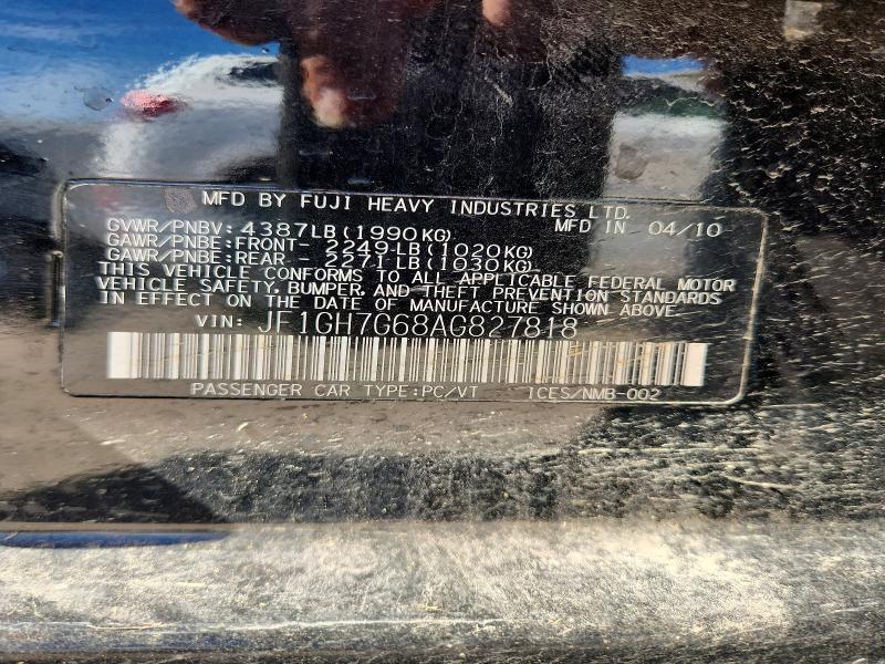 Продажа на аукционе авто 2010 Subaru Impreza, vin: JF1GH7G68AG827818, номер лота: 54903956