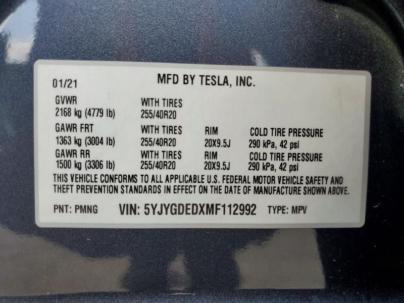 Aukcja sprzedaży 2021 Tesla Model Y, vin: 5YJYGDEDXMF112992, numer aukcji: 57689086