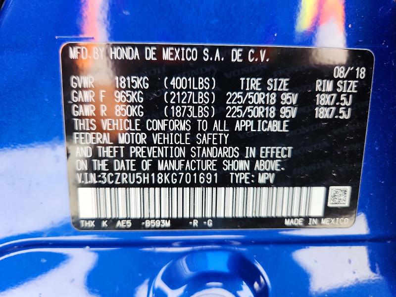 Продаж на аукціоні авто 2019 Honda Hr-v, vin: 3CZRU5H18KG701691, номер лоту: 56044556