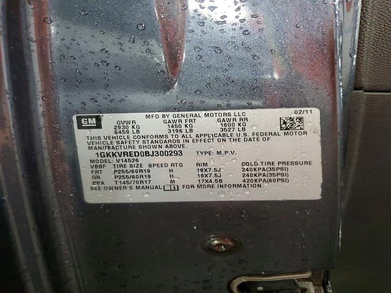 55841986 :رقم المزاد ، 1GKKVRED0BJ300293 vin ، 2011 Gmc Acadia مزاد بيع
